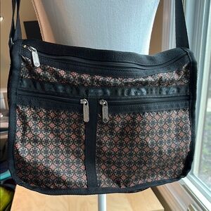 LeSportSac Black and Red Patterned Shoulder Bag
